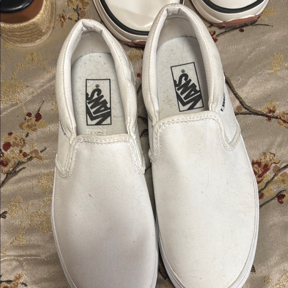 Vans White Slip-On Sneakers Classic Canvas Comfort